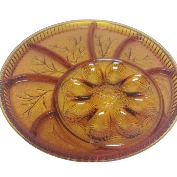 Vintage Amber Egg & Hor d'oeuvre Plate - Picture 3 of 5